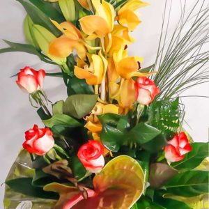Mazzo Cymbidium Rose e Anturium