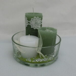 Tris candele color acqua